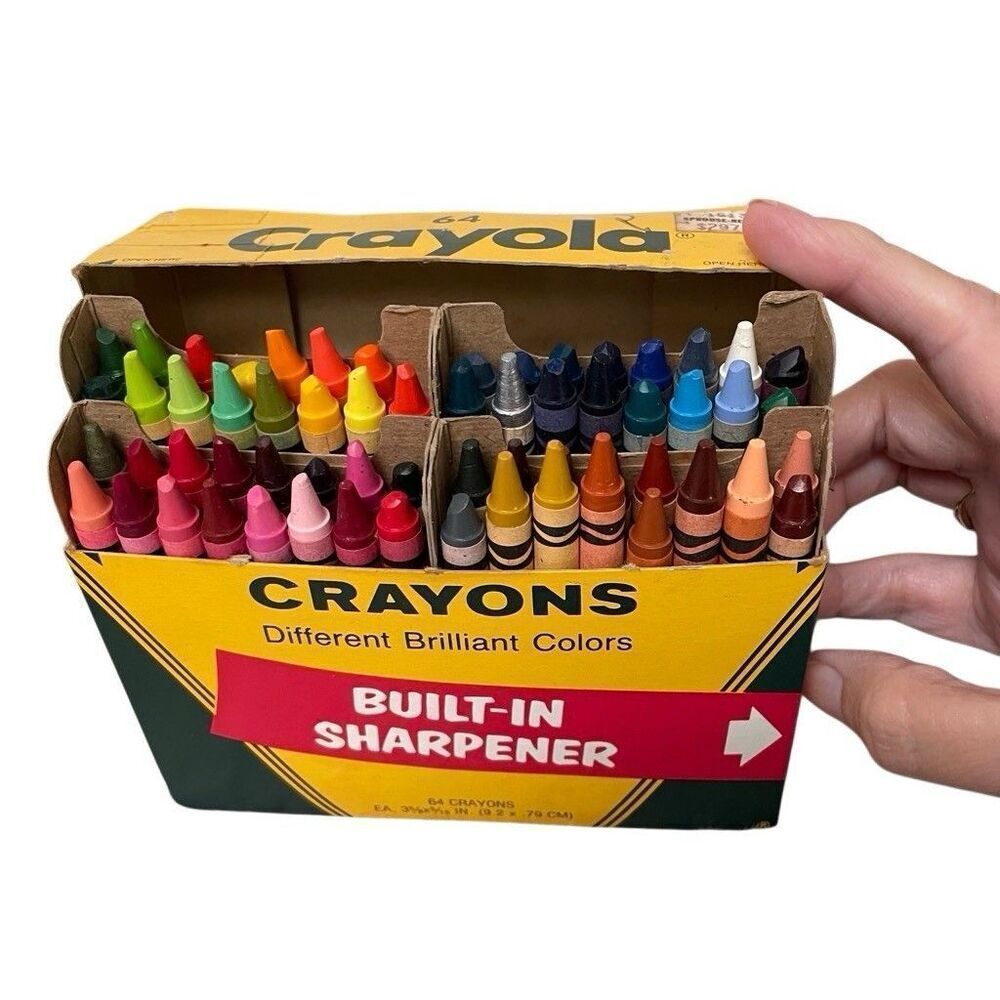 Vtg Crayola Crayons 64 Brilliant Colors Built-in Sharpener Periwinkle Indian Red